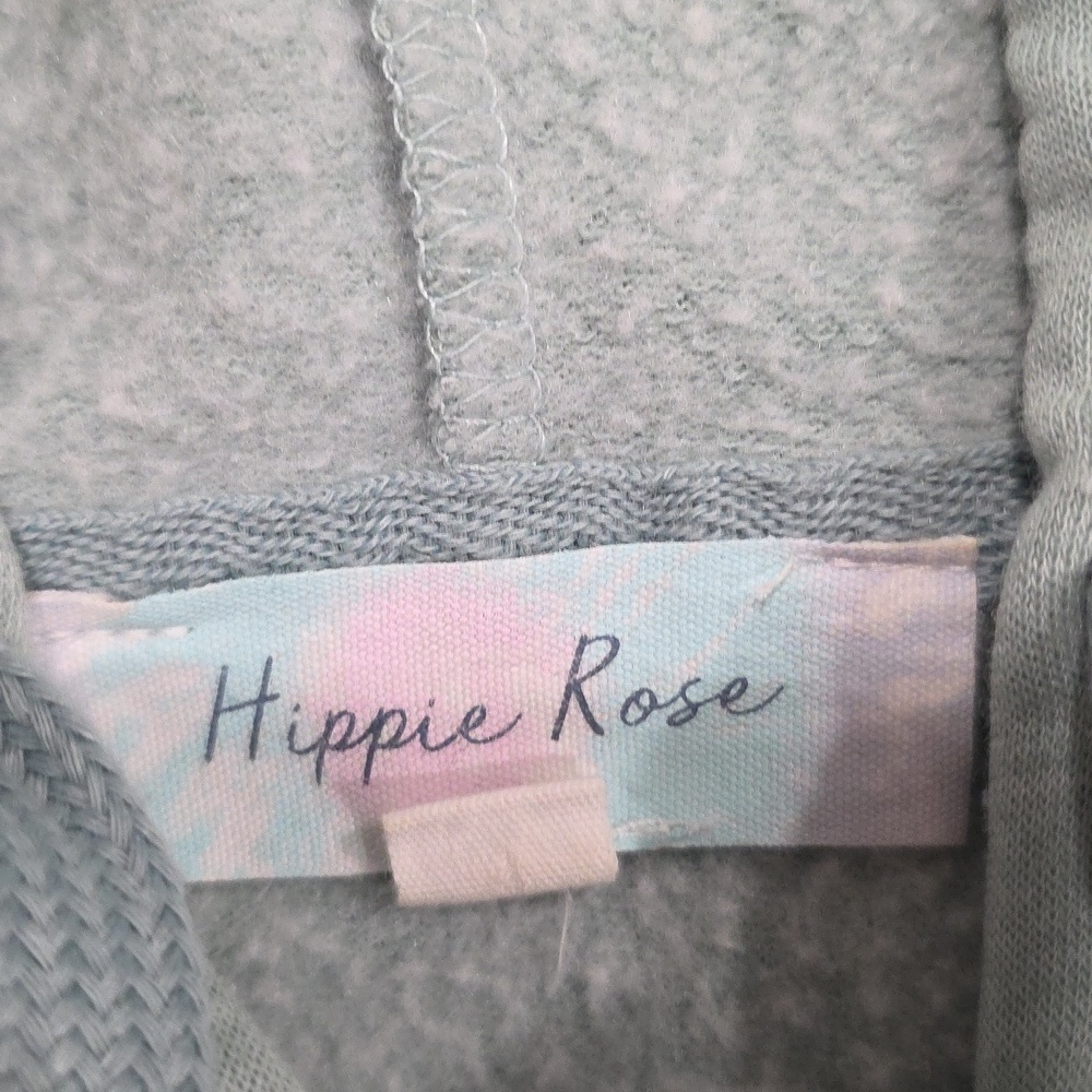 Hippie Rose - Cropped Green, White, and Black Hoodie. Size S - Picture 3 of 5